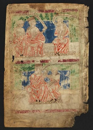 Miniatur: Dido stellt Eneas zur Rede