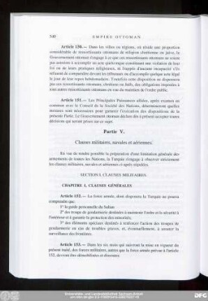 Partie V. Clauses militaires, navales et aériennes.