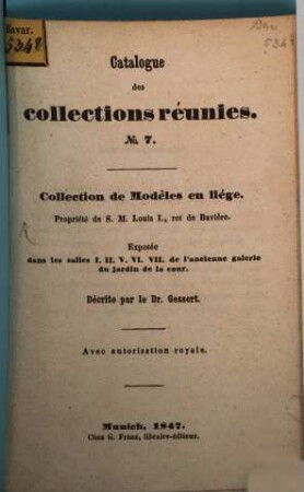 Catalogue des collections réunies, 7