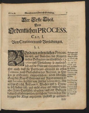 Cap. I. Von Citationen und Vorladungen