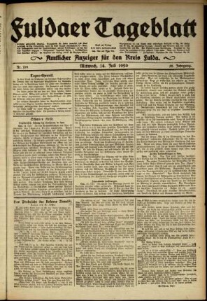 Ausgabe vom Mittwoch, den 14. Juli 1920.