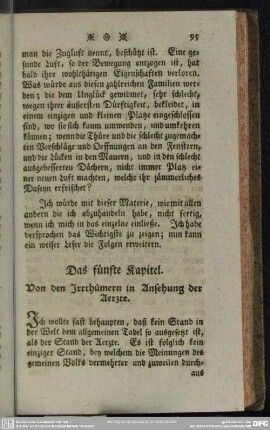 Das fünfte Kapitel. Von den Irrthümern in Ansehung der Aerzte