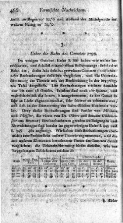 Ueber die Bahn des Comente 1799