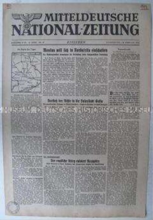 Regionale Tageszeitung "Mitteldeutsche National-Zeitung" u.a. zum Kriegsgeschehen in Nordafrika