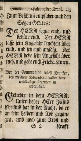 275-288, Bey der Communion eines Kranken, ...