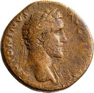 Sesterz des Antoninus Pius mit Darstellung der römischen Wölfin