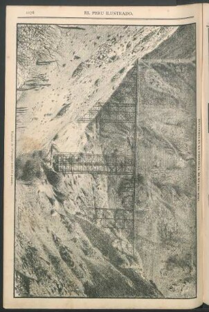 Desastres en la provincia de Huarochiri. [Vista del] Viaducto de "Verrugas" antes del siniestro.