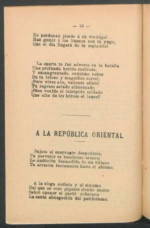 A la República Oriental