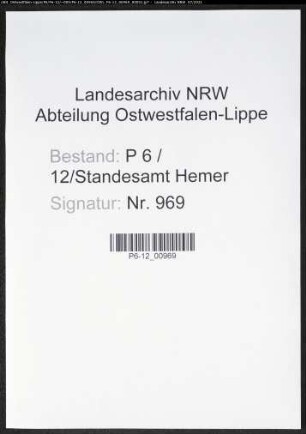Heiratsregister Standesamt Hemer