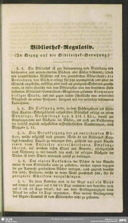 Bibliothek-Regulativ