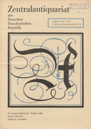 Nr. 1071: Wirtschaftswissenschaften