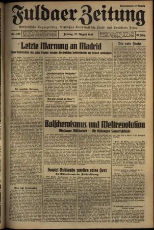 Ausgabe vom Freitag, den 21. August 1936.
