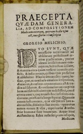 Praecepta Quædam Generalia [...]