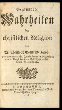 Gegründete Wahrheiten der christlichen Religion