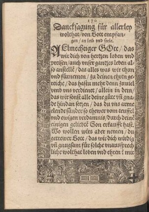 Dancksagung für allerley wolthat/ von Gott empfangen/ an leib und seele.