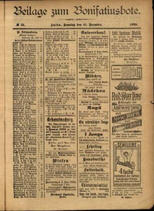 Zweite Ausgabe vom Sonntag, den 31. Dezember 1899.