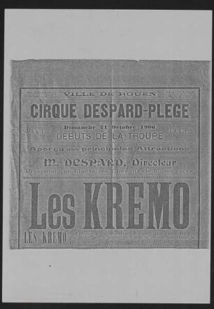 Cirque Despard-Plège - Les Kremo, Rouen, 1906
