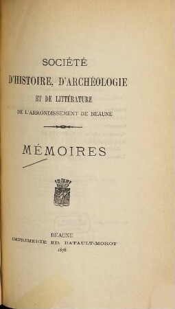 Mémoires. [3]. 1876/77