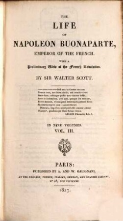 The life of Napoleon Buonaparte, emperor of the French : with a preliminary view of the French revolution ; in nine volumes, 3