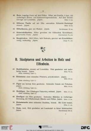 Skulpturen und Arbeiten in Holz und Elfenbein (Nr. 65-130)