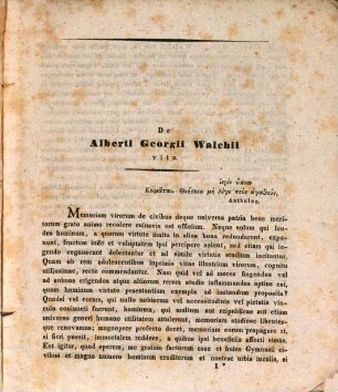 De Alberti Georgii Walchii vita : (Gymnasilprogramm.)