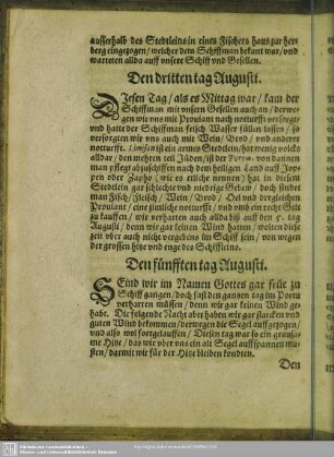 Den fünfften tag Augusti. - Den neundten Augusti