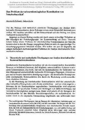 Das Problem der subsumtionslogischen Konstitution von Interkulturalität