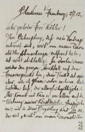 Brief an Bernhard Köhler