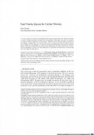 Fast priority queues for cached memory