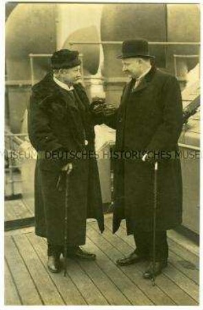 Brüder Hermann und Wilhelm Schiff an Bord des Dampfers "Prinz Friedrich Wilhelm"