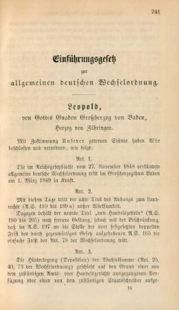 Einführungsgesetz zur allgemeinen deutschen Wechselordnung