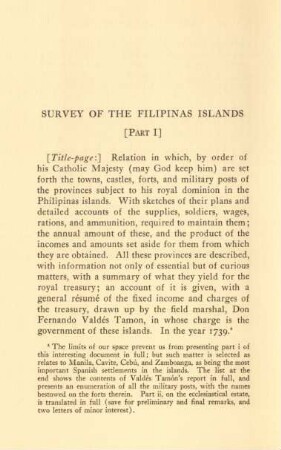 Survey of the Filipinas Islands