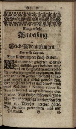 Kurzverfasste Anweisung zu Leich-Abdanckungen
