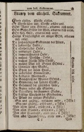 Litaney vom allerheil. Sakrament