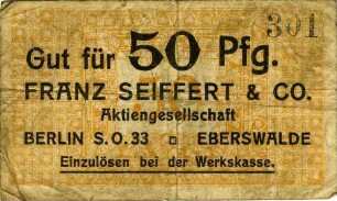 Franz Seiffert & Co. Berlin-Eberswalde: 50 Pfennig