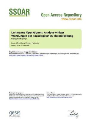 Luhmanns Operationen: Analyse einiger Wendungen der soziologischen Theoriebildung