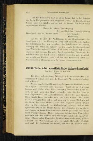 Willkürliche oder unwillkürliche Aufmerksamkeit? : (Schluß)