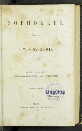 1: Allgemeine Einleitung. Aiax. Philoktetes