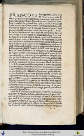 Francoys. Par la grace de Dieu Roy de France…