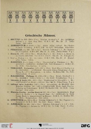 Griechische Münzen (Nr. 1-34)