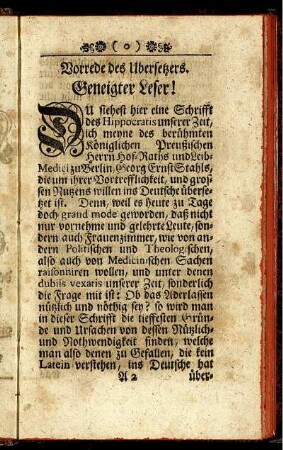 Vorrede des Ubersetzers. Geneigter Leser!