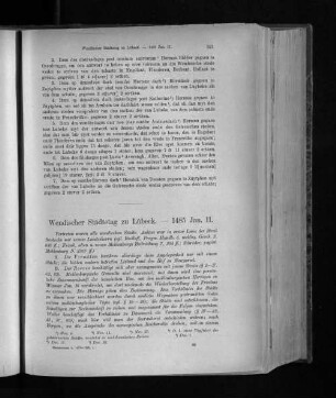 Wendischer Städtetag zu Lübeck. - 1485 Jan. 11.