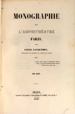 Monographie de l'Amphithéatre d'Arles, 2