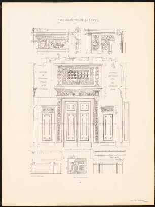 Reichsgericht, Leipzig: Tafel 92: Speisesaal der Präsidentenwohnung (Tür und Details) (aus: Der Reichsgerichtsbau zu Leipzig, Berlin 1898)