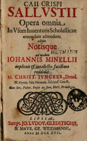 Caii Crispi Sallvstii Opera Omnia