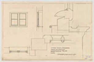 Thiersch, Friedrich von; Glonn (Obb.); Schloss Zinneberg - Altes Schloss - Abortfenster (Ansicht, Schnitte)