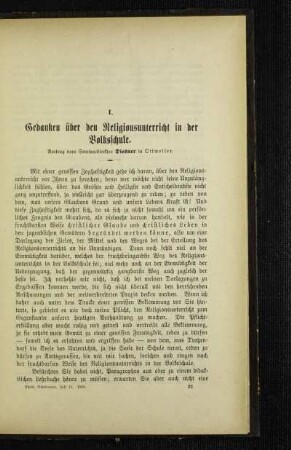 Gedanken über den Religionsunterricht in der Volksschule : Vortrag