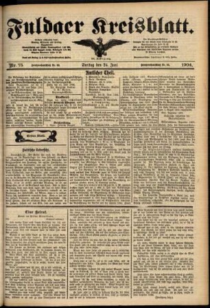 Erste Ausgabe vom Freitag, den 24. Juni 1904.