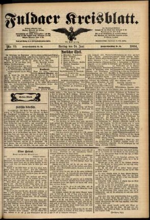 Erste Ausgabe vom Freitag, den 24. Juni 1904.