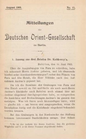 1. Auszug aus drei Briefen Dr. Koldewey's